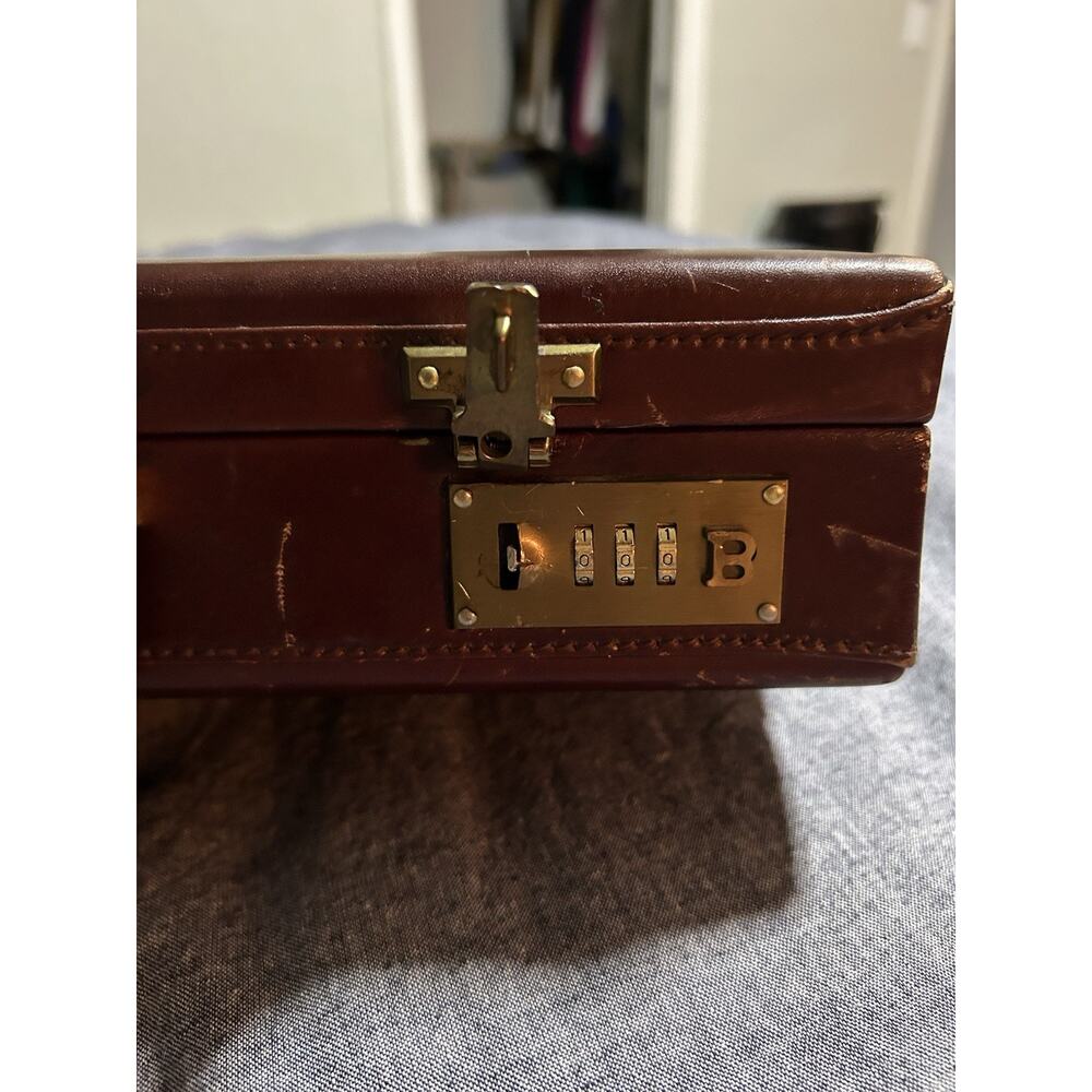 Vintage Bally Leather Briefcase Locking Hard Case Brown Monogram HIH - Picture 9 of 16
